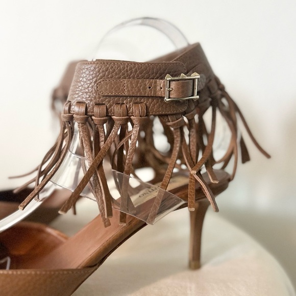 Valentino Garavani Brown Fringe Heels - Picture 6 of 13